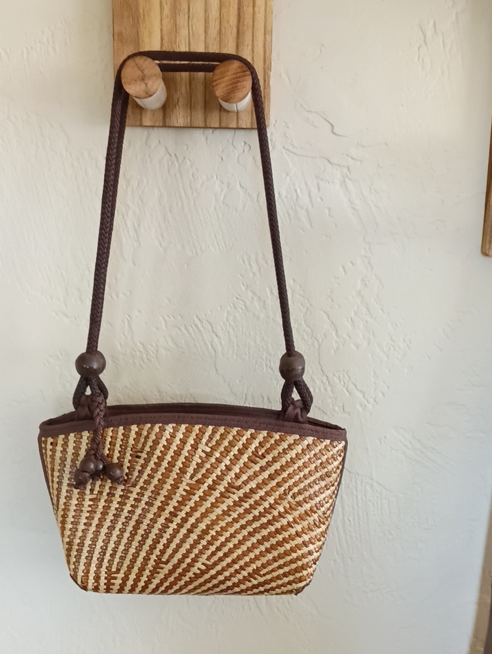 Retro Wicker And Wood Bag